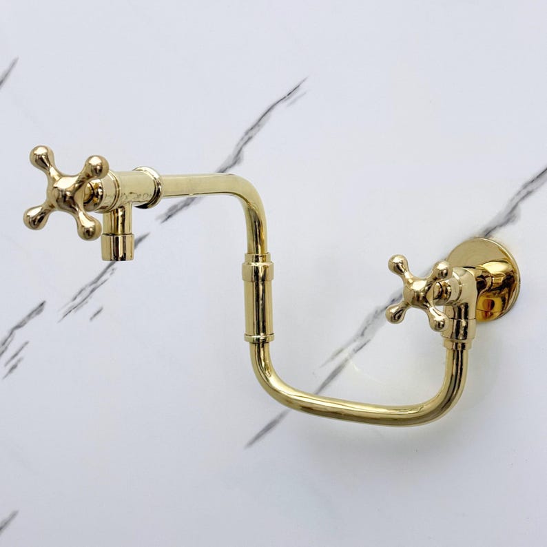 Polished Brass Wall Mount Pot Filler Faucet