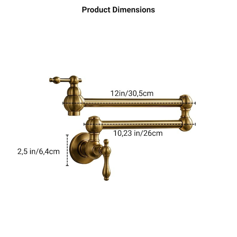 Vintage Unlacquered Brass Wall Pot Filler Faucet