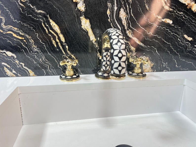 Moroccan Mosaic Brass Bridge Faucet