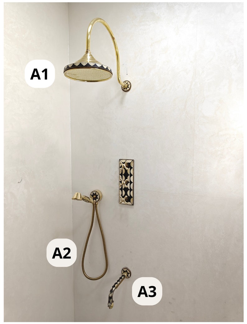 Handcrafted Inlaid Brass Shower System