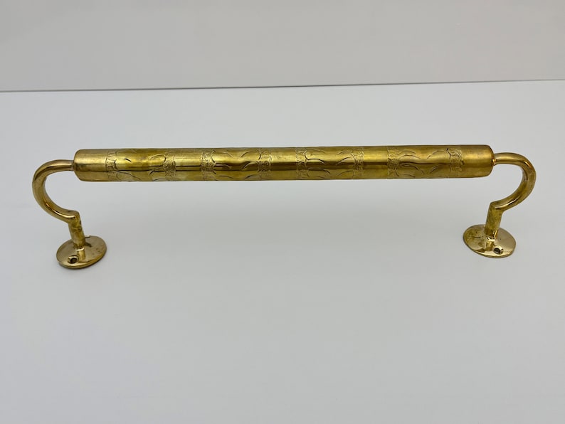 Handcrafted Engraved Brass Towel Bar