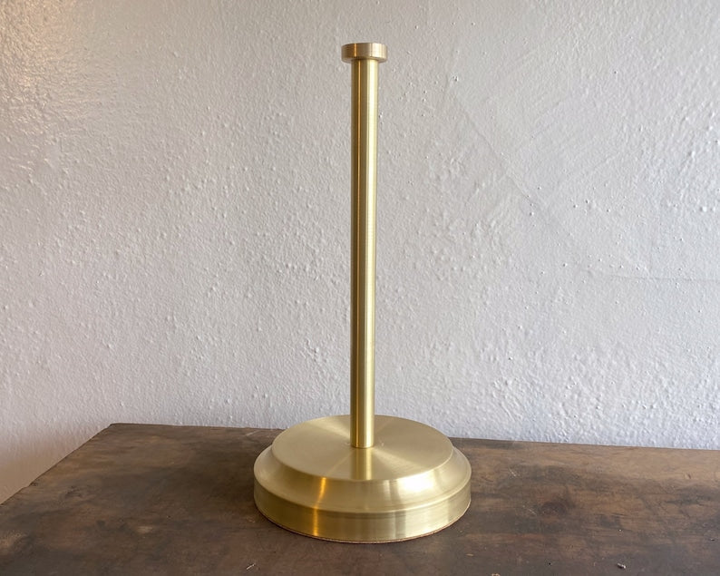 Unlacquered Brass Standing Paper Towel Holder
