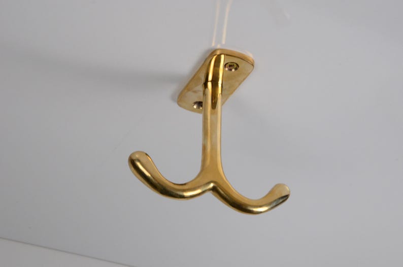 Unlacquered Solid Brass Ceiling Double Hook
