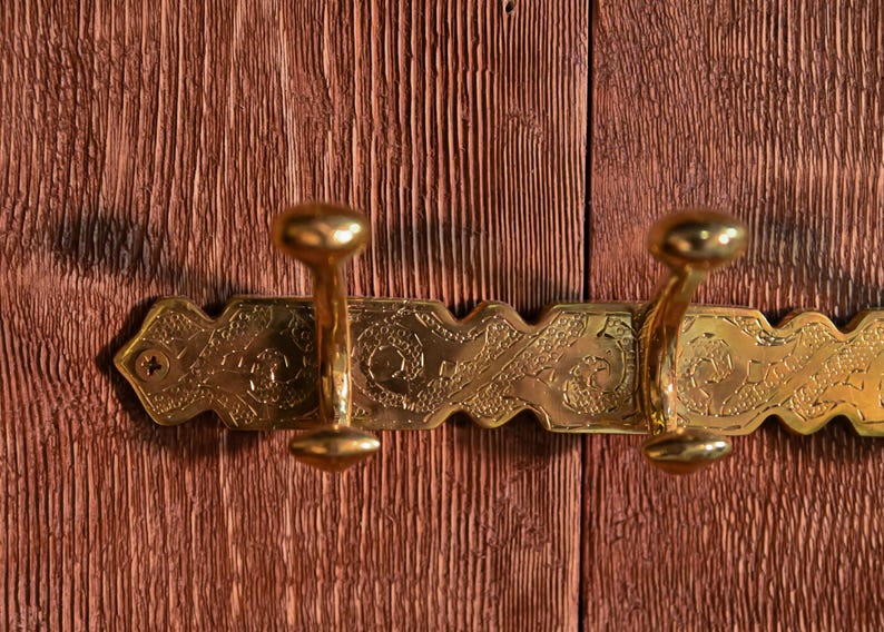 Luxury Engraved Brass Wall Hook Handmade Organizer
