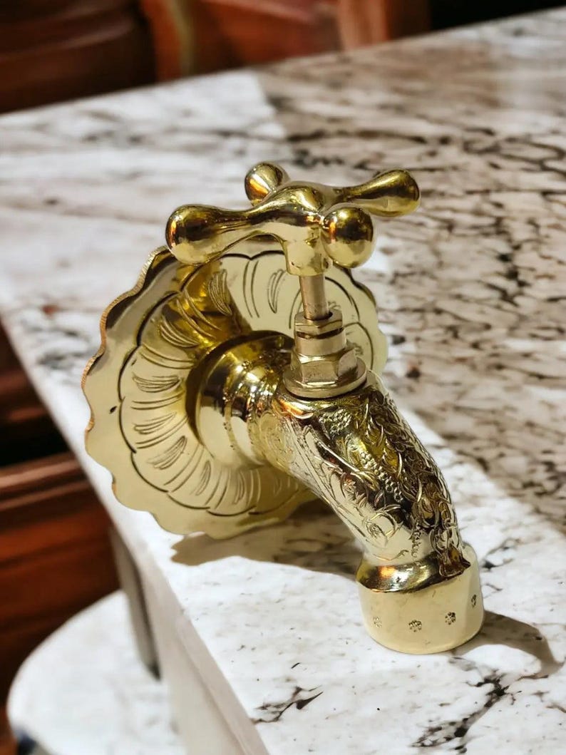 Royal Moroccan Engraved Brass Wall Tap