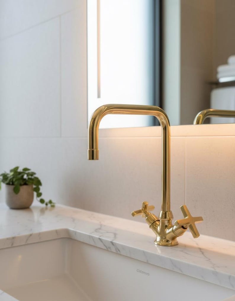 Unlacquered Brass Single Hole Bathroom Faucet