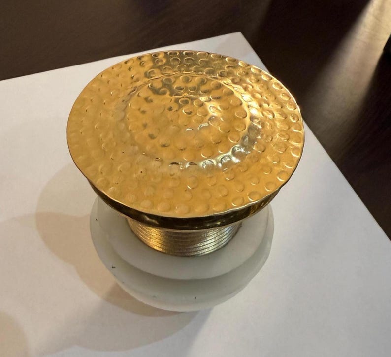Unlacquered Hammered Brass Sink Pop-Up Drain