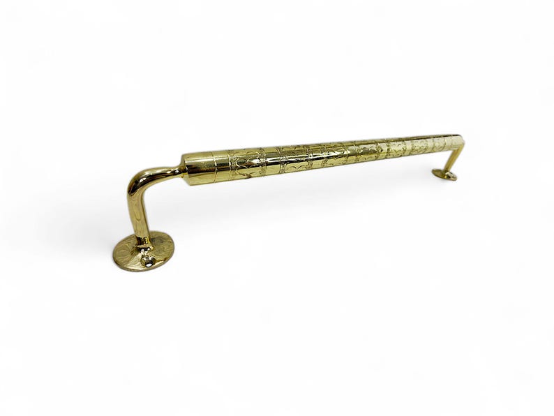 Unlacquered Engraved Brass Towel Bar for Bathroom