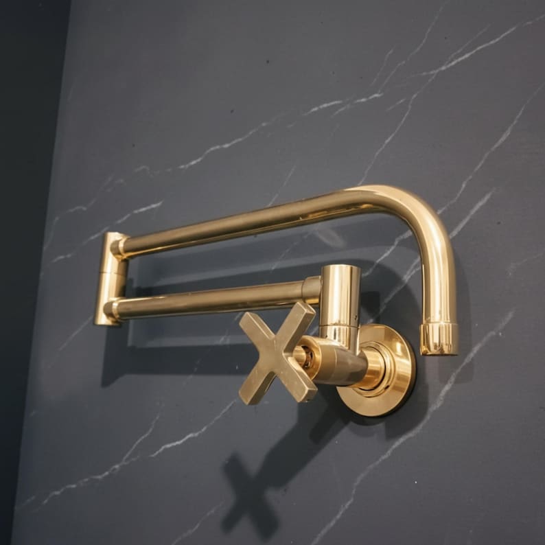 Polished Brass Folding Pot Filler Faucet