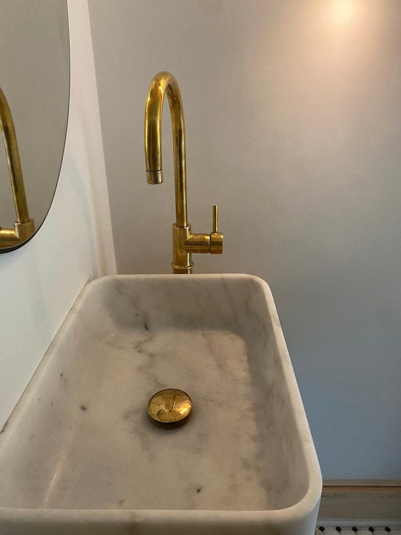 Unlacquered Brass Single Hole Kitchen Faucet
