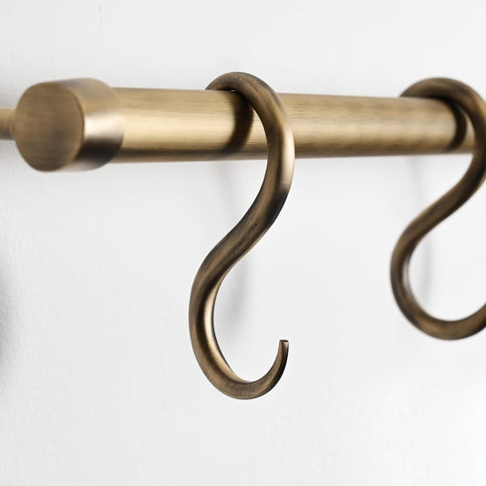 Aged Brushed Brass Hanging Rail Kitchen Pot