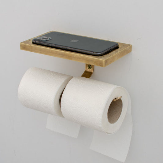 Luxury Solid Brass Toilet Paper Holder with Shelf