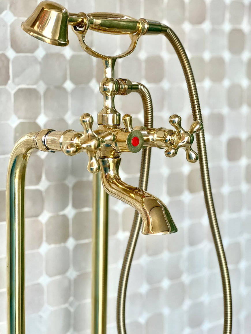 Tall Unlacquered Brass Basin Mixer