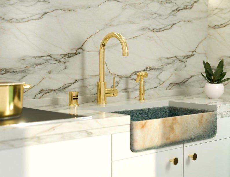 Modern Unlacquered Brass Kitchen Faucet