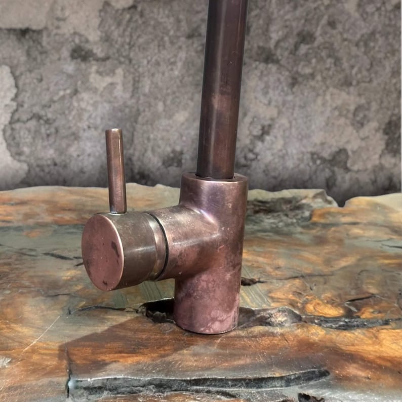 Antique Copper Gooseneck Kitchen Faucet Single Handle