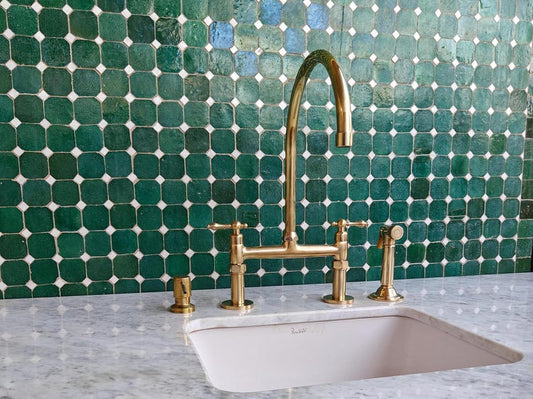 Unlacquered Brass Kitchen Bridge Faucet Set