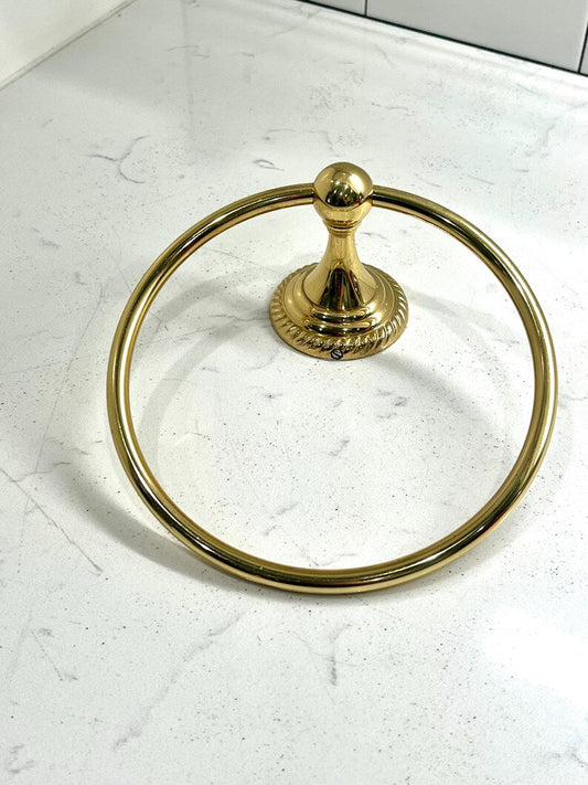 Solid Brass Hand Towel Ring Wall Mounted Vintage Gold Bathroom