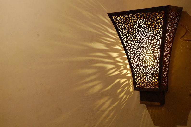 Moroccan Filigree Brass Sconce
