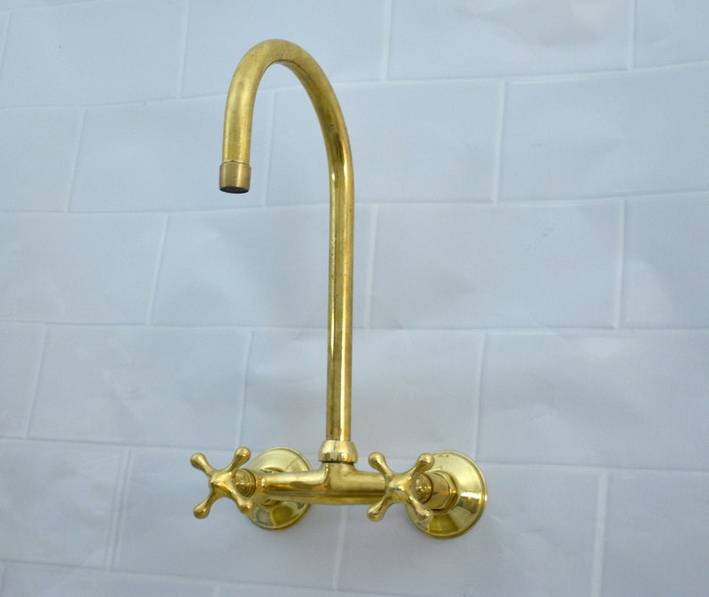 Wall Mounted Vintage Brass Kitchen Faucet