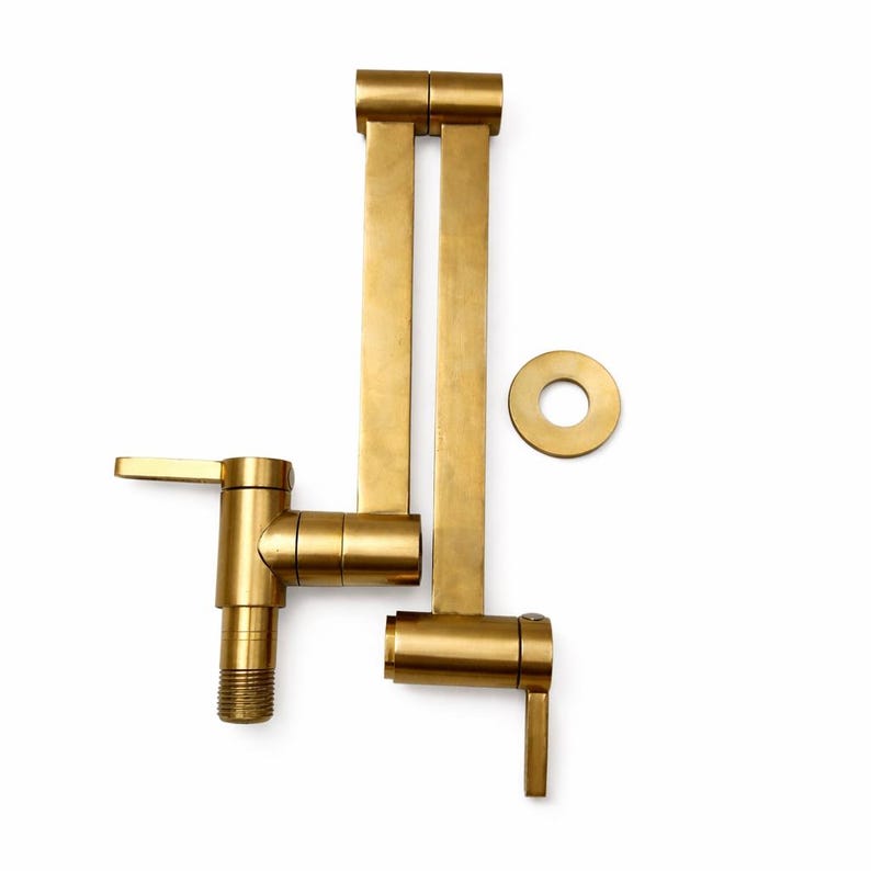 Modern Brushed Brass Wall Mount Pot Filler Faucet