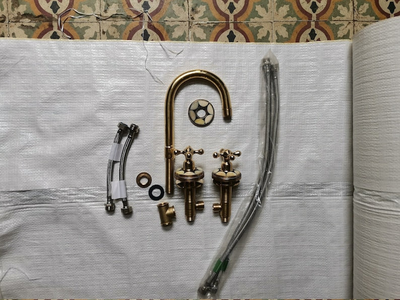 Moroccan Mosaic Brass Widespread Faucet
