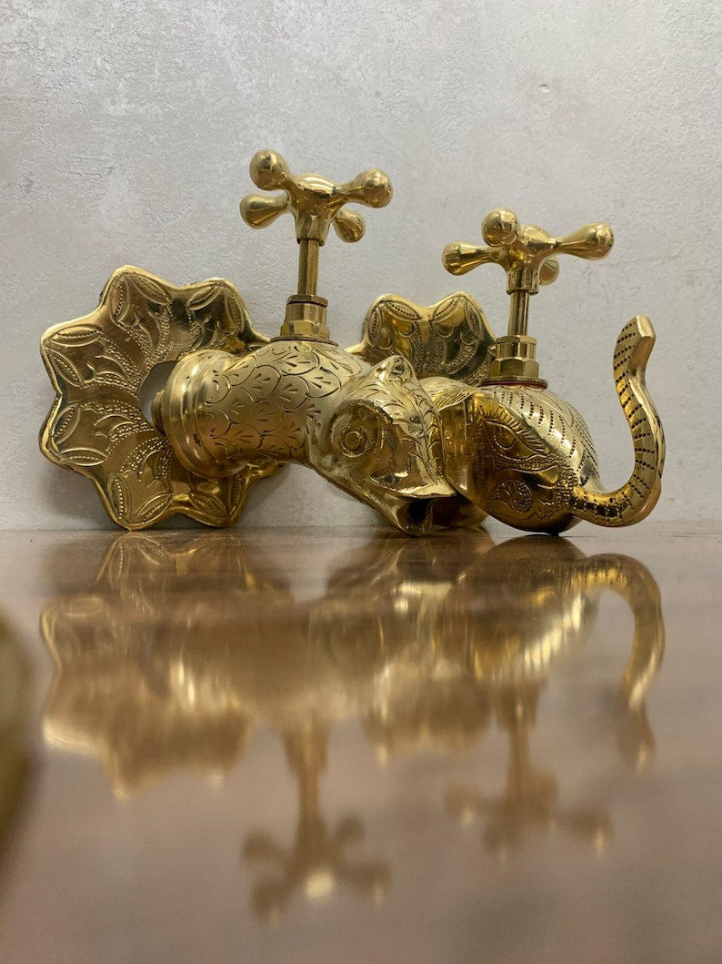 Engraved Brass Wall Mixer Faucet