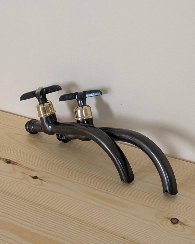 Matte Black Curved Wall-Mount Faucet