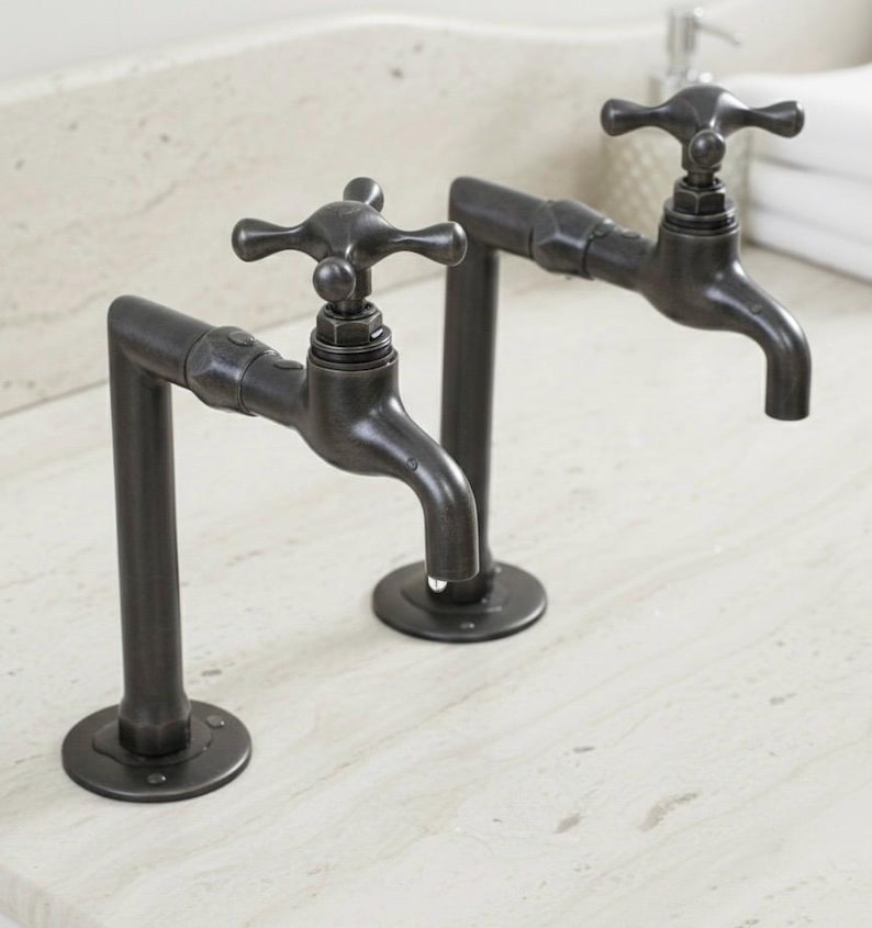 Industrial Dark Patina Brass Bathroom Faucet