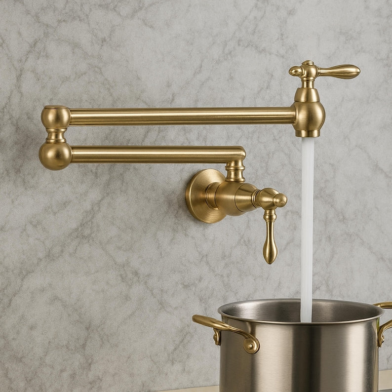 Polished Chrome Wall Mount Pot Filler Faucet