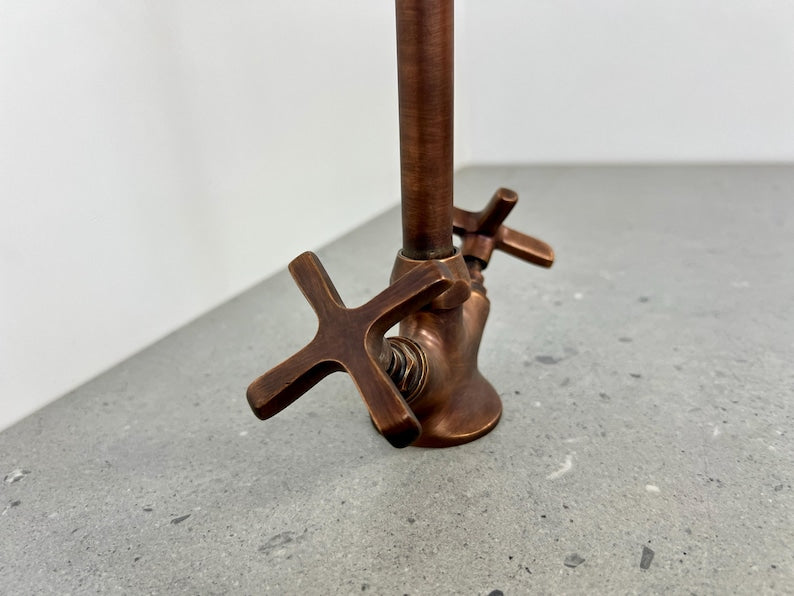 Vintage Copper Gooseneck Faucet with Cross Handles
