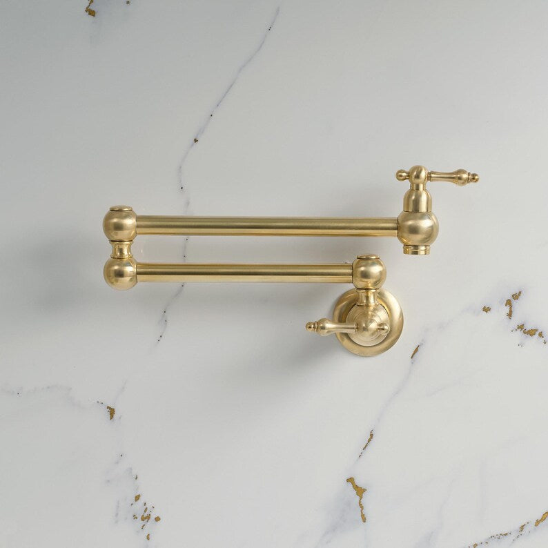Solid Unlacquered Brass Pot Filler Faucet