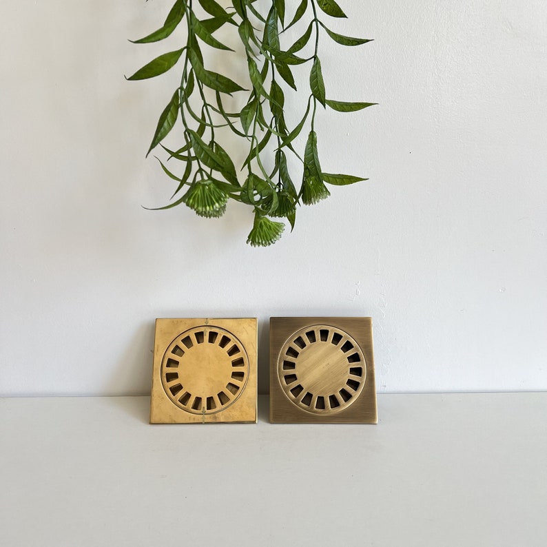 Solid Brass Square Floor Drain Cover – Modern Minimal Bathroom