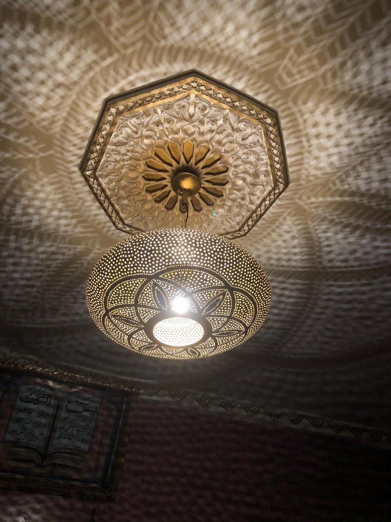 Hand-Pierced Moroccan Brass Globe Light