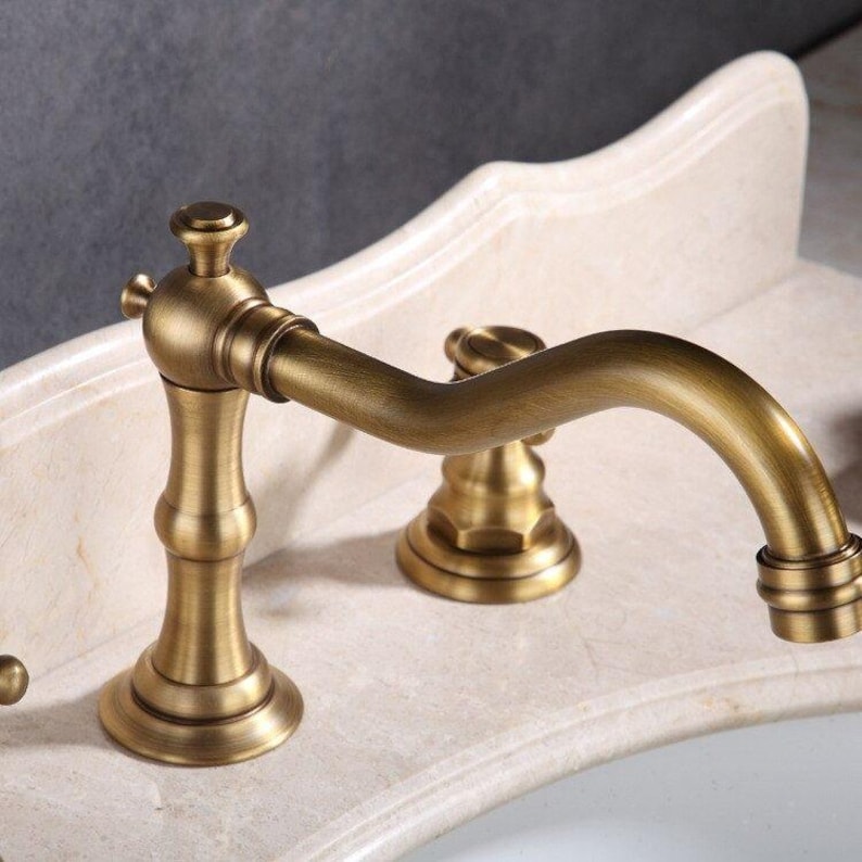 Handcrafted Bamboo-Style Brass Faucet Set