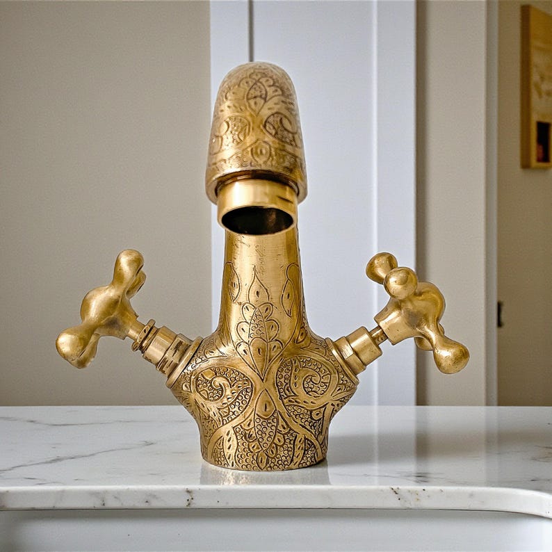 Hand-Engraved Moroccan Brass Mono Mixer