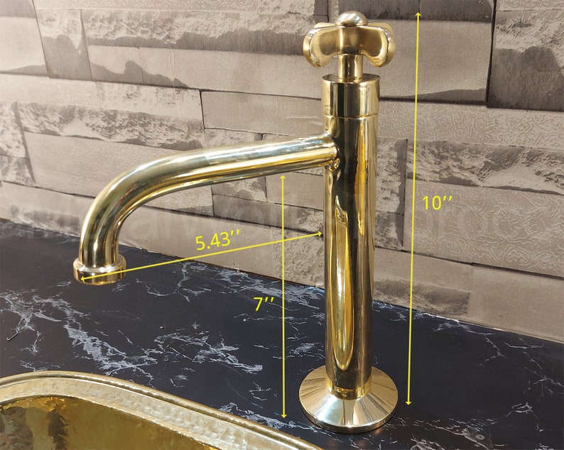Polished Brass Tall Bathroom Faucet
