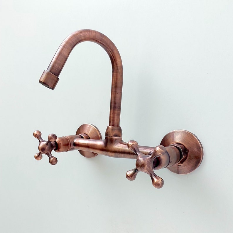 Moroccan Antique Copper Wall-Mounted Kitchen Faucet