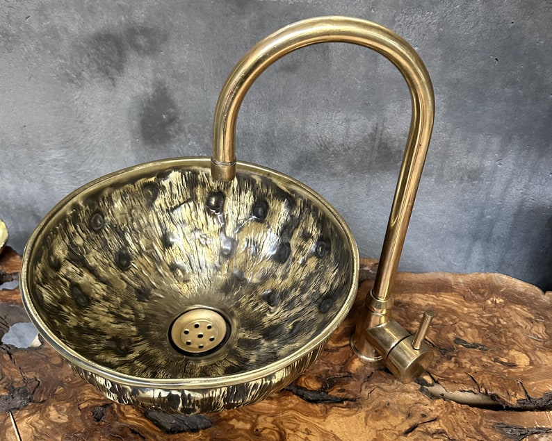Industrial Distressed Brass Countertop Sink