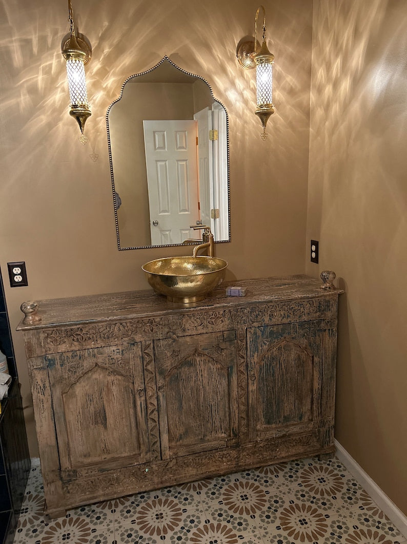 Industrial Hammered Brass Cylinder Basin