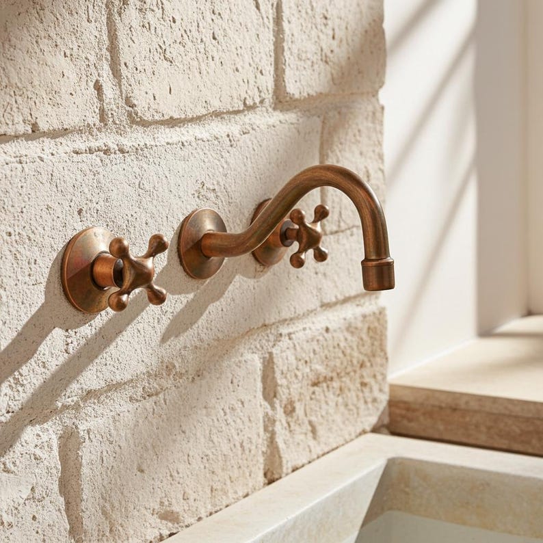 Antique Copper Wall-Mounted Bridge Faucet