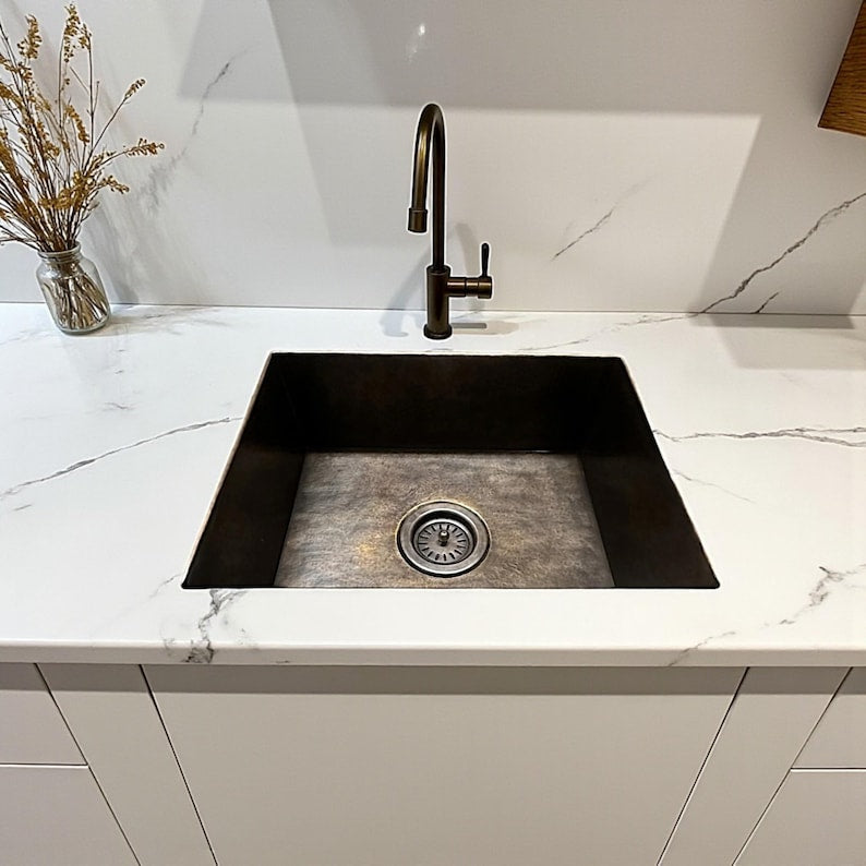 Hammered Dark Antique Copper Undermount Kitchen Sink