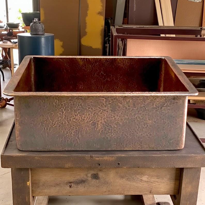Hand-Hammered Antique Copper Farmhouse Sink