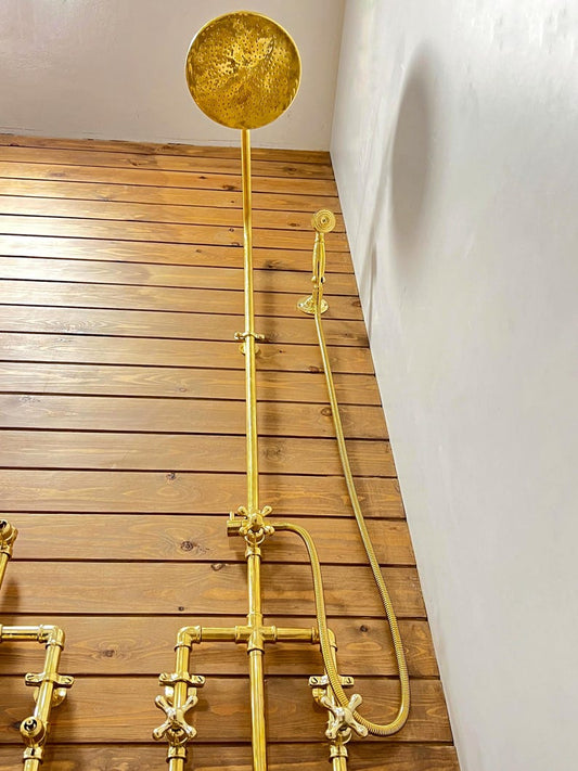 Handcrafted Industrial Brass Shower System