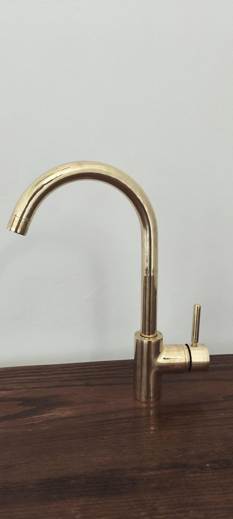 Unlacquered Brass Single-Hole Kitchen Faucet