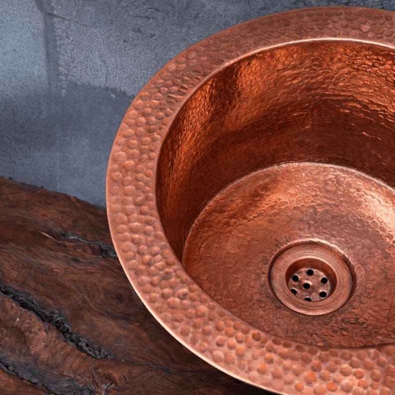 Artisan Hammered Copper Undermount Vessel Sink
