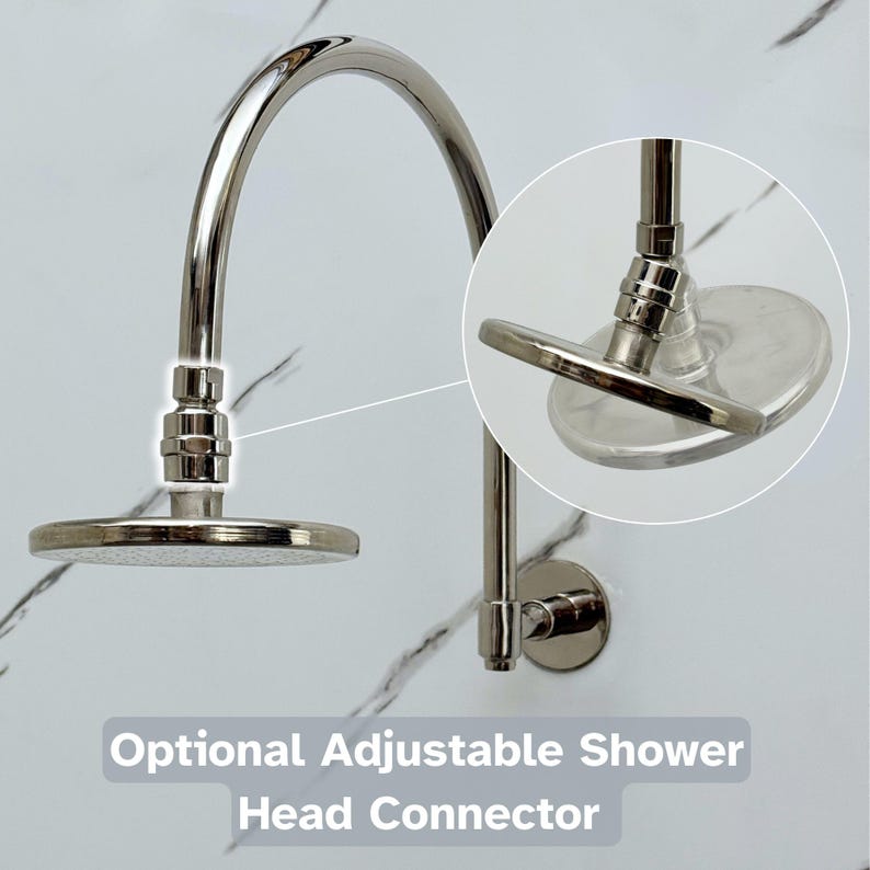 Luxury Polished Nickel Rain Shower Head with Curved Wall Arm