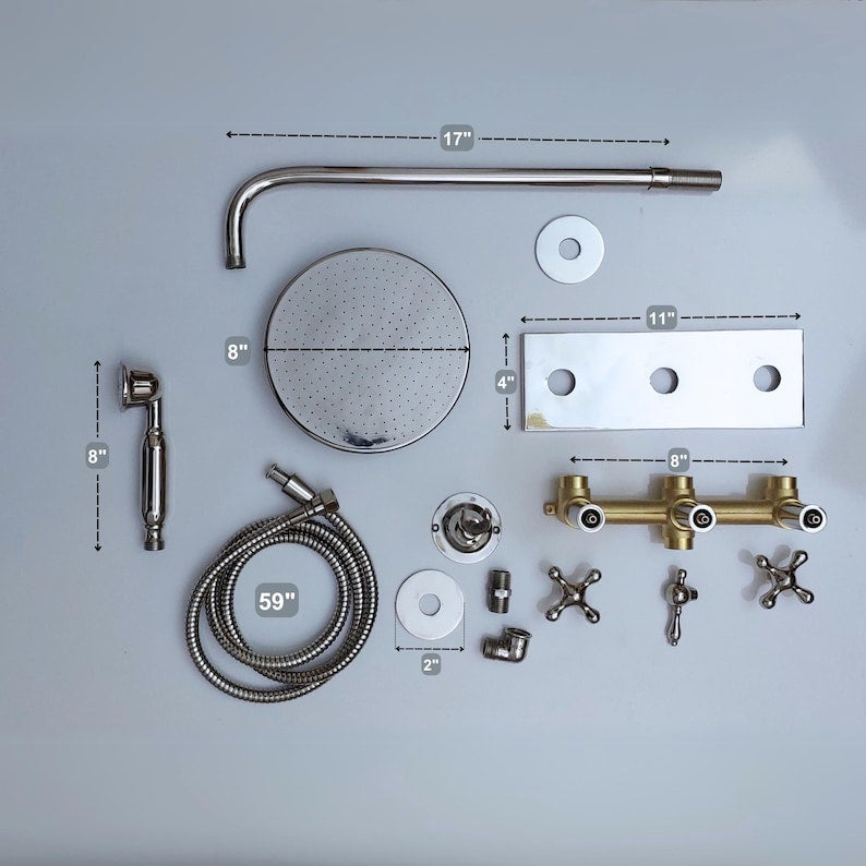 Architectural Silver Polished Nickel Rain Shower with Linear Valve Plate