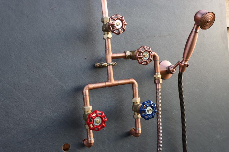 Industrial Exposed Copper Rain Shower System