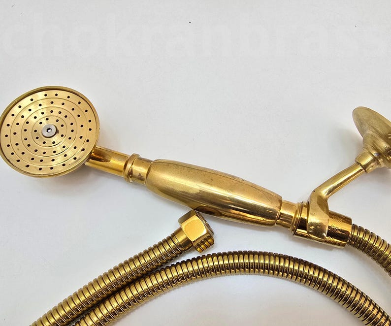 Golden Mist: Handcrafted Brass Handheld Shower Set