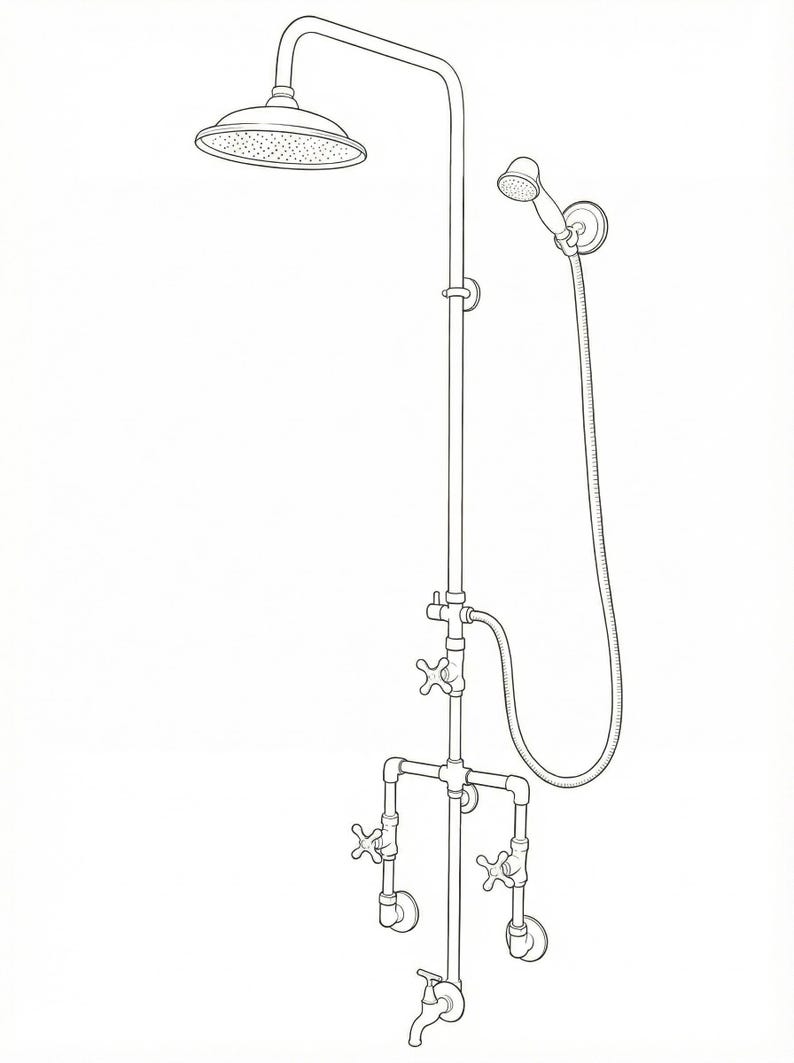 Unlacquered Brass Exposed Rain Shower System